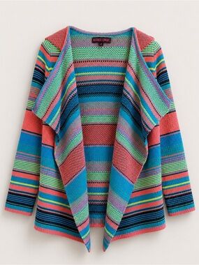 Rock & Roll Cowgirl Hooded Striped Cardigan Sweater Western Boho Size Large
